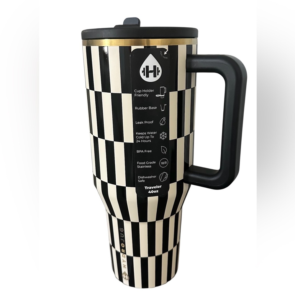 *New* HydroJug Black Tie 40oz Traveler Tumbler